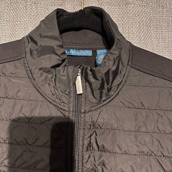 Perry‎ Ellis Vest Puffer Front Jacket Full Zipper Black Medium - Picture 1 of 6